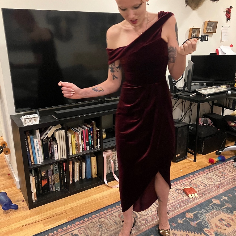 BHLDN Wine Red Velvet Dress Size 2